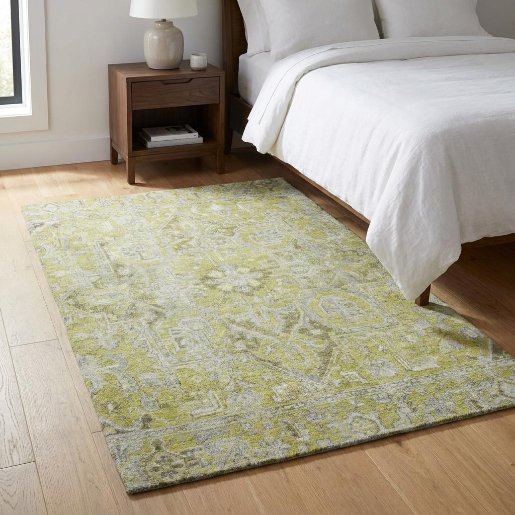 3' X 5' Green And Gray Oriental Shag Washable Area Rug With UV Protection - HomeRoots - Flyclothing LLC