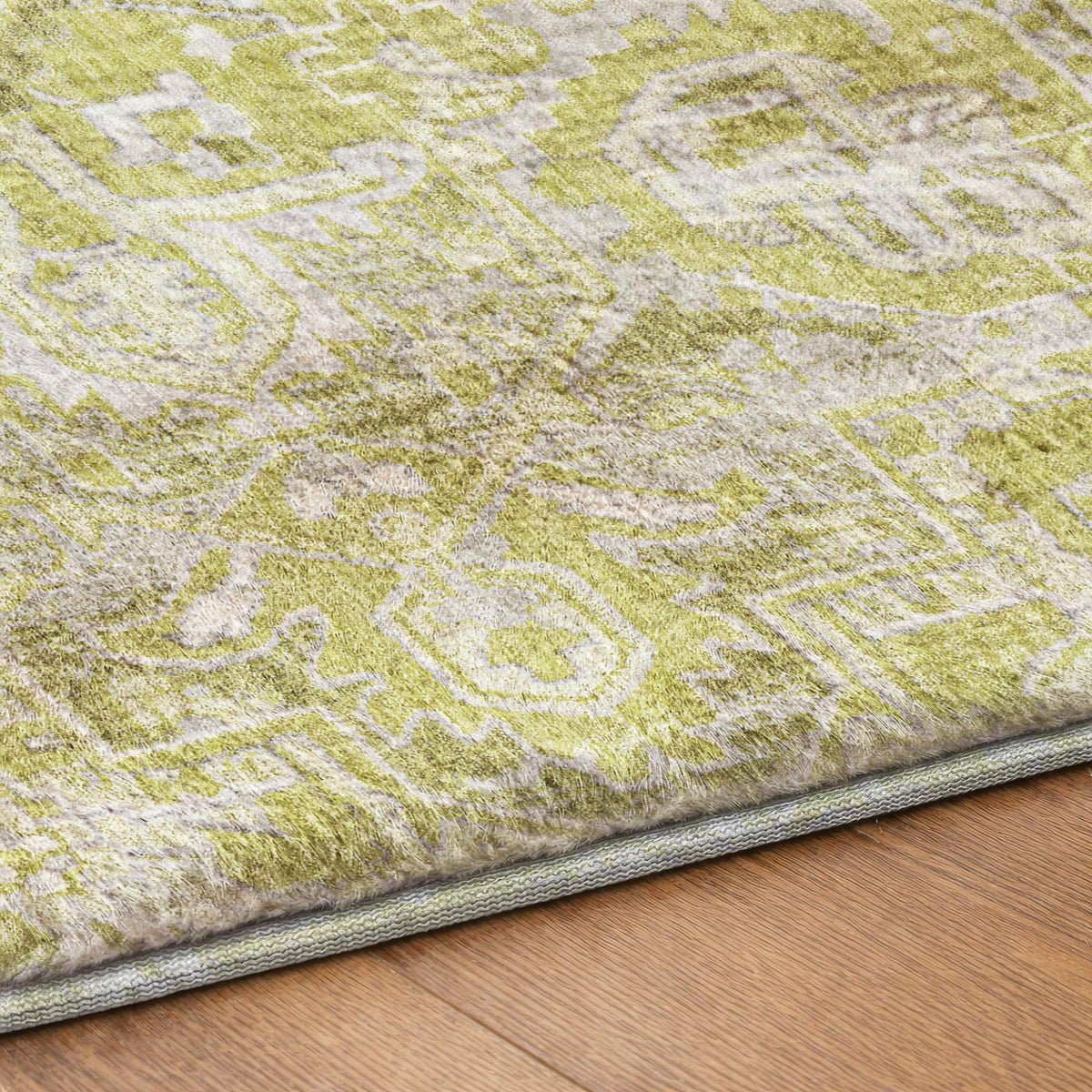 3' X 5' Green And Gray Oriental Shag Washable Area Rug With UV Protection - HomeRoots - Flyclothing LLC