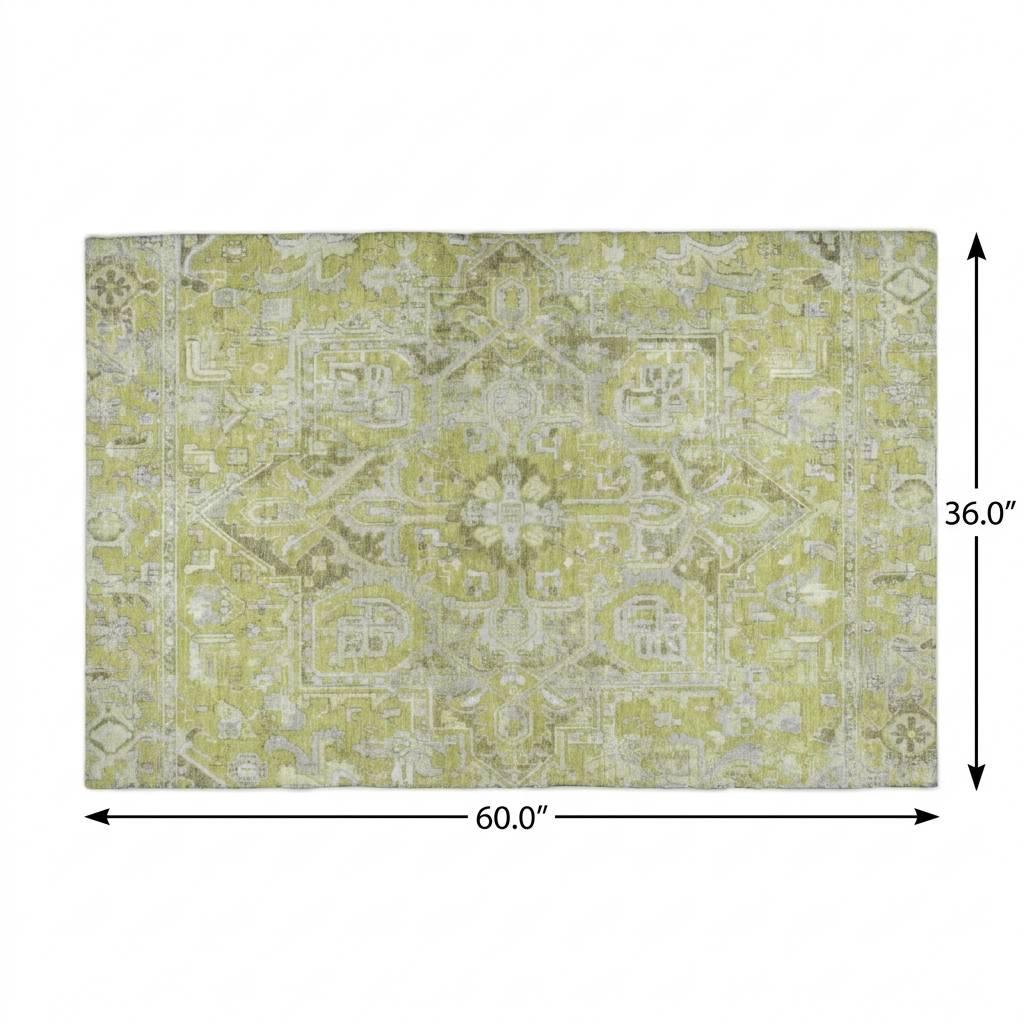 3' X 5' Green And Gray Oriental Shag Washable Area Rug With UV Protection - HomeRoots - Flyclothing LLC