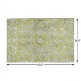 3' X 5' Green And Gray Oriental Shag Washable Area Rug With UV Protection - HomeRoots - Flyclothing LLC