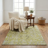 5' X 8' Green And Gray Oriental Shag Washable Area Rug With UV Protection - HomeRoots - Flyclothing LLC