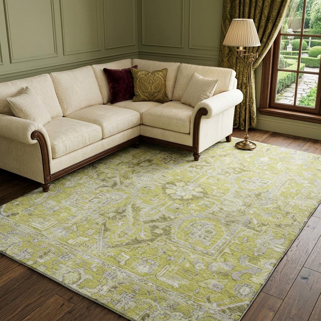 8' X 10' Green And Gray Oriental Shag Washable Area Rug With UV Protection - HomeRoots - Flyclothing LLC