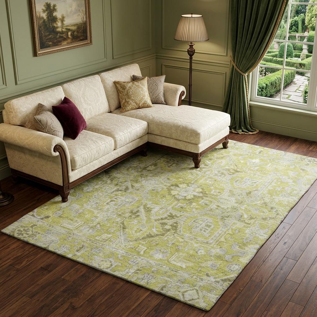10' X 14' Green And Gray Oriental Shag Washable Area Rug With UV Protection - HomeRoots - Flyclothing LLC