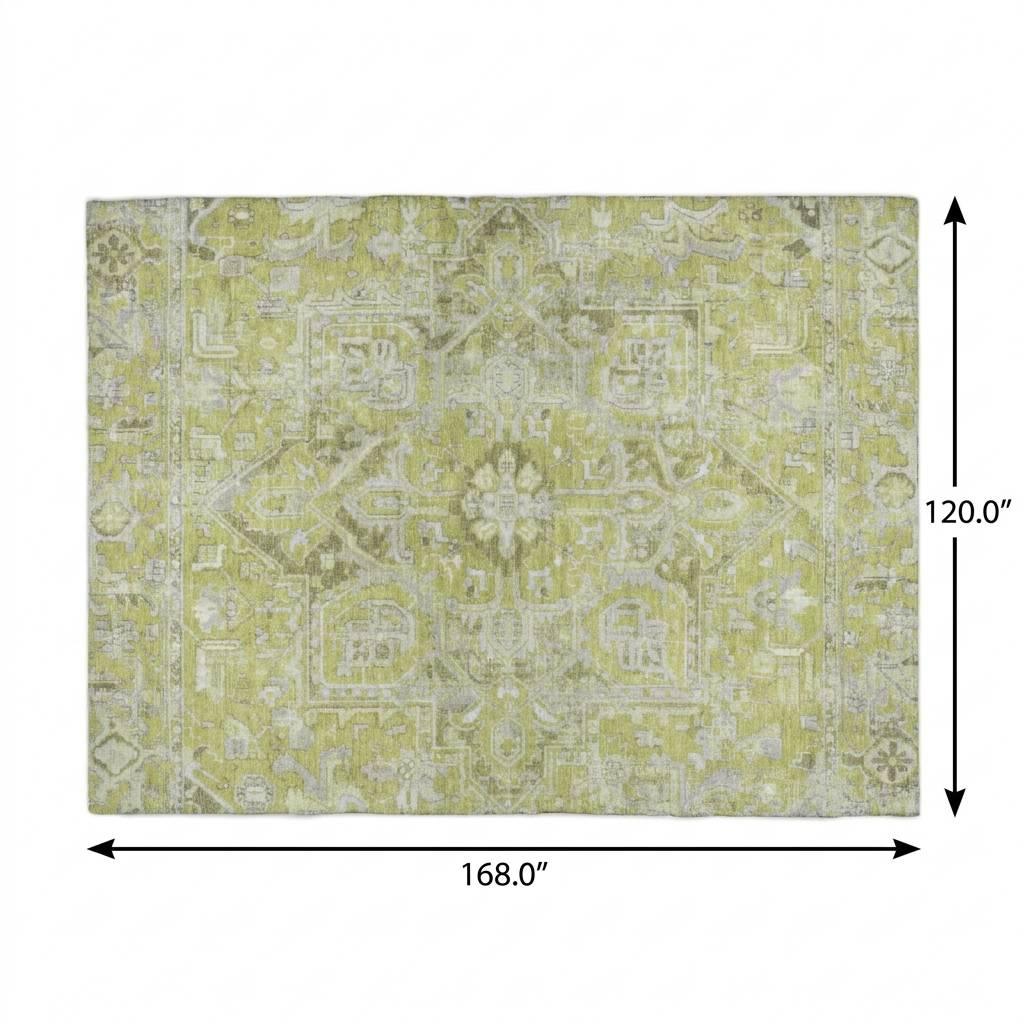 10' X 14' Green And Gray Oriental Shag Washable Area Rug With UV Protection - HomeRoots - Flyclothing LLC