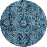 8' Blue And Denim Blue Oriental Shag Washable Round Rug With UV Protection - HomeRoots - Flyclothing LLC