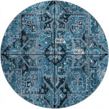 8' Blue And Denim Blue Oriental Shag Washable Round Rug With UV Protection - HomeRoots - Flyclothing LLC