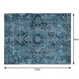 8' X 10' Blue And Denim Blue Oriental Shag Washable Area Rug With UV Protection - HomeRoots - Flyclothing LLC
