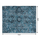 9' X 12' Blue And Denim Blue Oriental Shag Washable Area Rug With UV Protection - HomeRoots - Flyclothing LLC