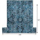 10' X 14' Blue And Denim Blue Oriental Shag Washable Area Rug With UV Protection - HomeRoots - Flyclothing LLC