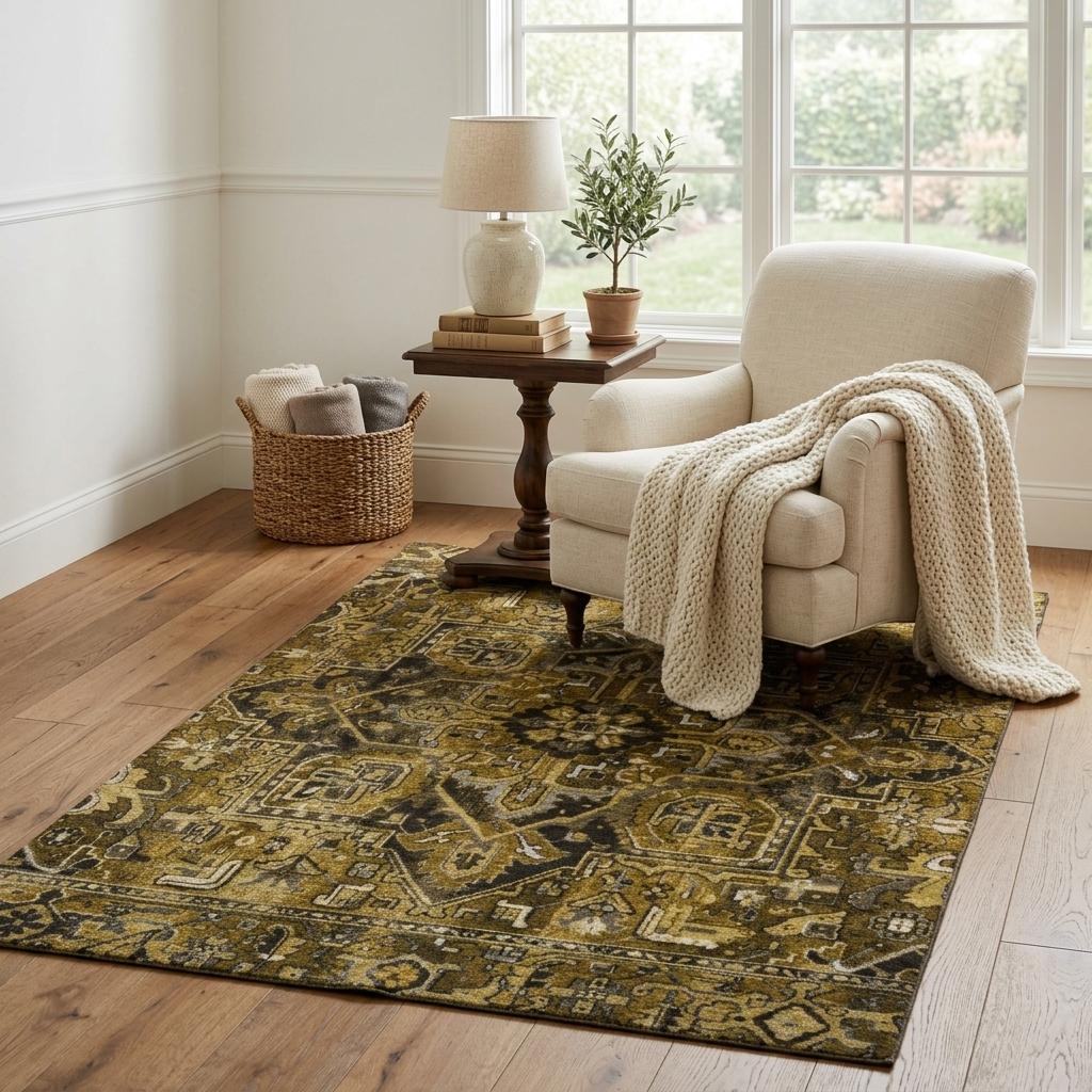 5' X 8' Brown And Chocolate Oriental Shag Washable Area Rug With UV Protection - HomeRoots - Flyclothing LLC