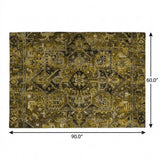 5' X 8' Brown And Chocolate Oriental Shag Washable Area Rug With UV Protection - HomeRoots - Flyclothing LLC