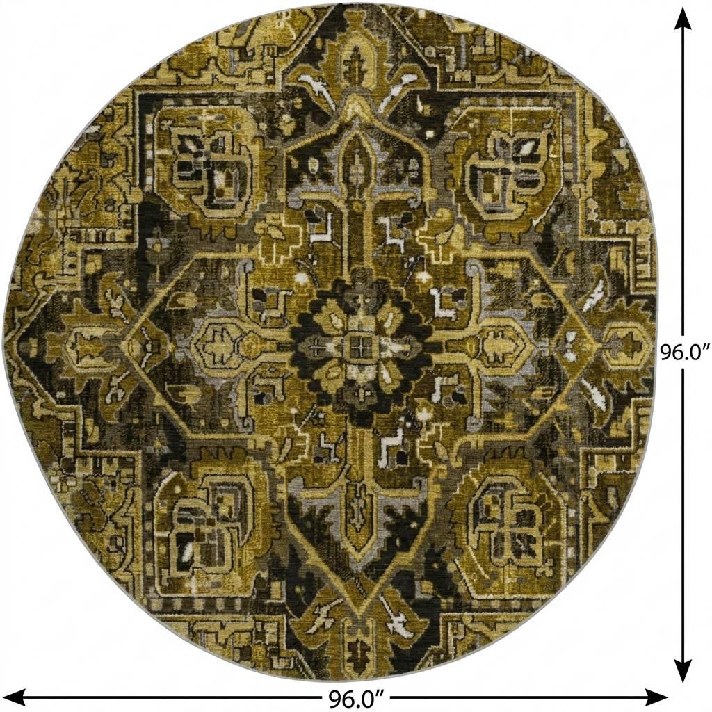 8' Brown And Chocolate Oriental Shag Washable Round Rug With UV Protection - HomeRoots - Flyclothing LLC