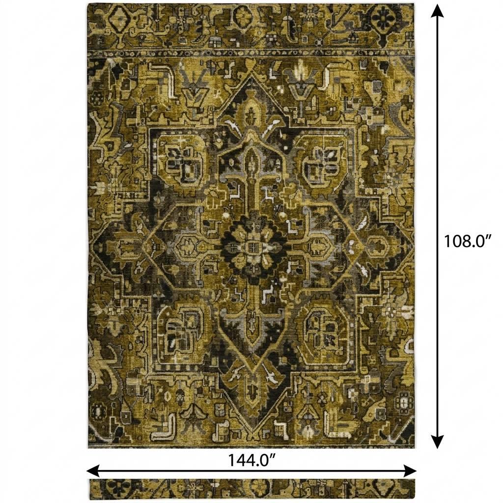 9' X 12' Brown And Chocolate Oriental Shag Washable Area Rug With UV Protection - HomeRoots - Flyclothing LLC