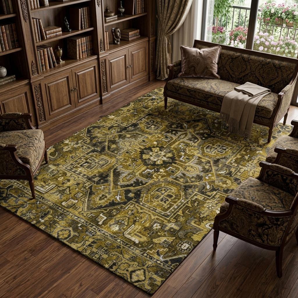 10' X 14' Brown And Chocolate Oriental Shag Washable Area Rug With UV Protection - HomeRoots - Flyclothing LLC
