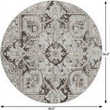 8' Ivory And Cream Oriental Shag Washable Round Rug With UV Protection - HomeRoots - Flyclothing LLC