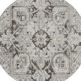 8' Ivory And Cream Oriental Shag Washable Round Rug With UV Protection - HomeRoots - Flyclothing LLC