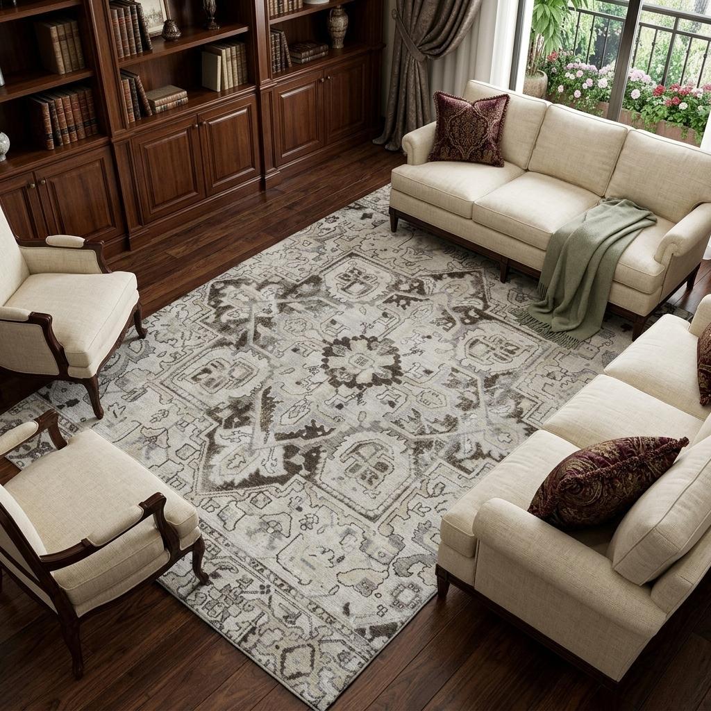 8' X 10' Ivory And Cream Oriental Shag Washable Area Rug With UV Protection - HomeRoots - Flyclothing LLC