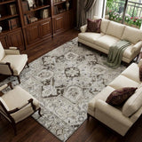 8' X 10' Ivory And Cream Oriental Shag Washable Area Rug With UV Protection - HomeRoots - Flyclothing LLC