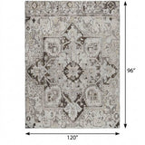 8' X 10' Ivory And Cream Oriental Shag Washable Area Rug With UV Protection - HomeRoots - Flyclothing LLC