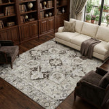 9' X 12' Ivory And Cream Oriental Shag Washable Area Rug With UV Protection - HomeRoots - Flyclothing LLC