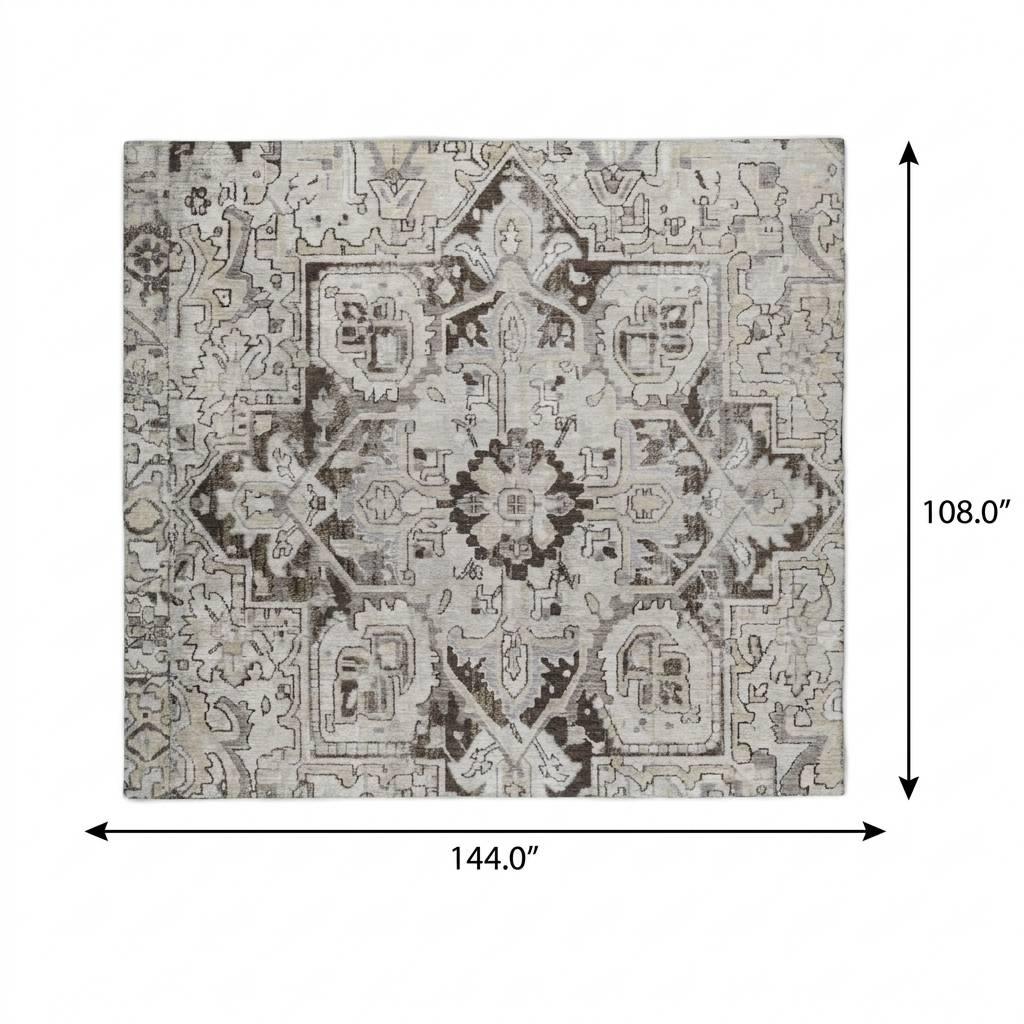 9' X 12' Ivory And Cream Oriental Shag Washable Area Rug With UV Protection - HomeRoots - Flyclothing LLC