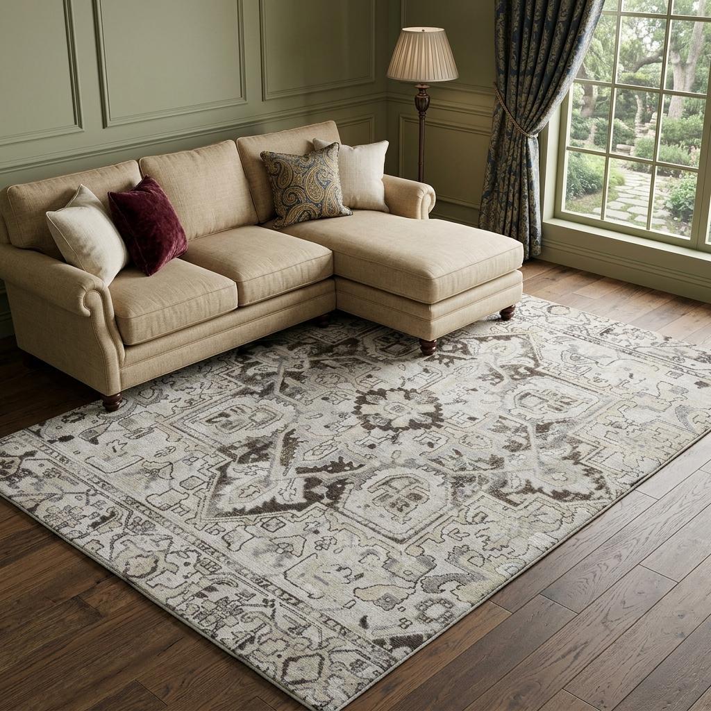10' X 14' Ivory And Cream Oriental Shag Washable Area Rug With UV Protection - HomeRoots - Flyclothing LLC
