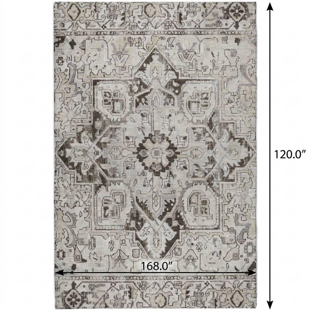 10' X 14' Ivory And Cream Oriental Shag Washable Area Rug With UV Protection - HomeRoots - Flyclothing LLC