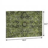 3' X 5' Olive Green And Gray Oriental Shag Washable Area Rug With UV Protection - HomeRoots - Flyclothing LLC