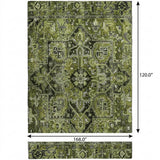 10' X 14' Olive Green And Gray Oriental Shag Washable Area Rug With UV Protection - HomeRoots - Flyclothing LLC