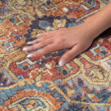 3' X 5' Orange And Navy Blue Oriental Shag Washable Area Rug With UV Protection - HomeRoots - Flyclothing LLC