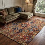 10' X 14' Orange And Navy Blue Oriental Shag Washable Area Rug With UV Protection - HomeRoots - Flyclothing LLC