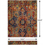 10' X 14' Orange And Navy Blue Oriental Shag Washable Area Rug With UV Protection - HomeRoots - Flyclothing LLC