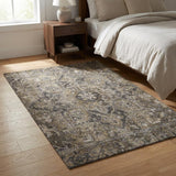 3' X 5' Taupe And Beige Oriental Shag Washable Area Rug With UV Protection - HomeRoots - Flyclothing LLC