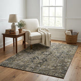 5' X 8' Taupe And Beige Oriental Shag Washable Area Rug With UV Protection - HomeRoots - Flyclothing LLC