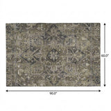 5' X 8' Taupe And Beige Oriental Shag Washable Area Rug With UV Protection - HomeRoots - Flyclothing LLC