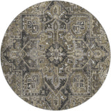 8' Taupe And Beige Oriental Shag Washable Round Rug With UV Protection - HomeRoots - Flyclothing LLC