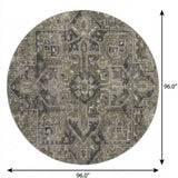 8' Taupe And Beige Oriental Shag Washable Round Rug With UV Protection - HomeRoots - Flyclothing LLC