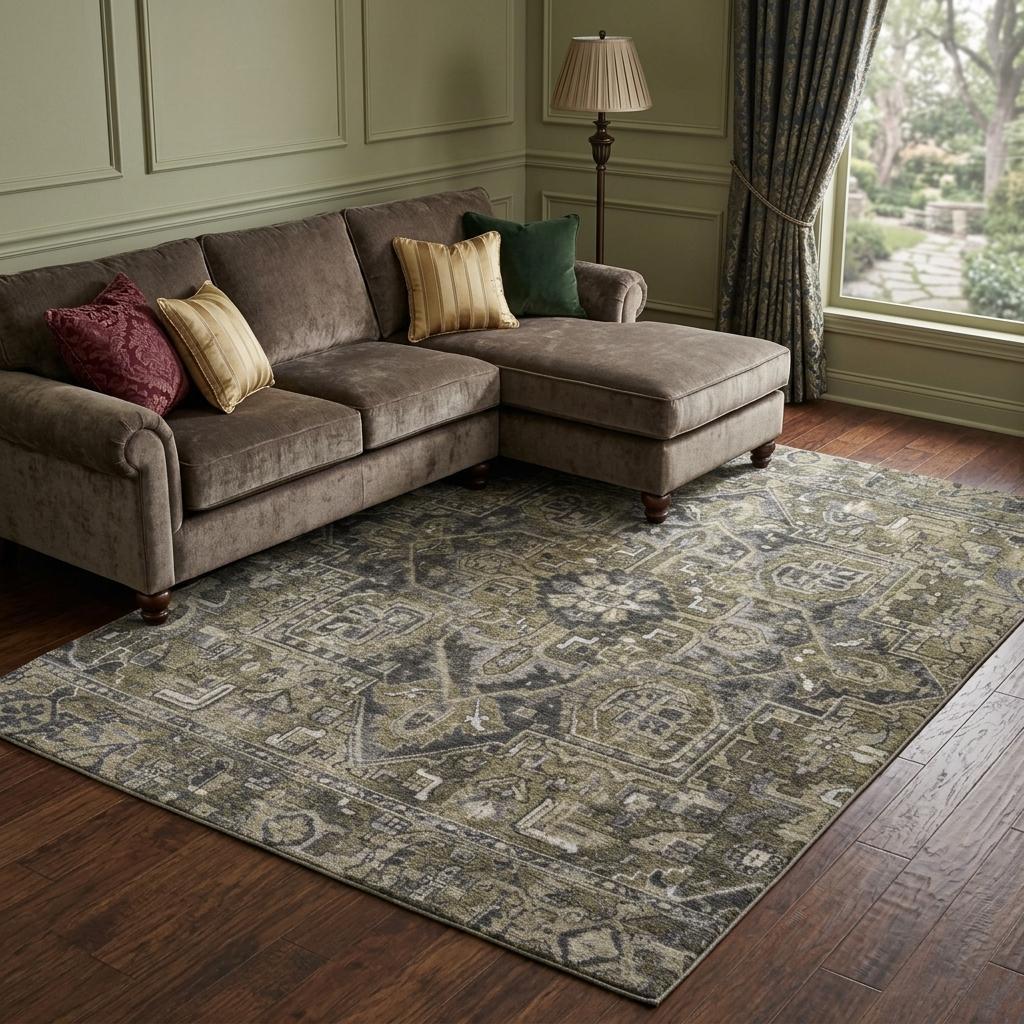 8' X 10' Taupe And Beige Oriental Shag Washable Area Rug With UV Protection - HomeRoots - Flyclothing LLC