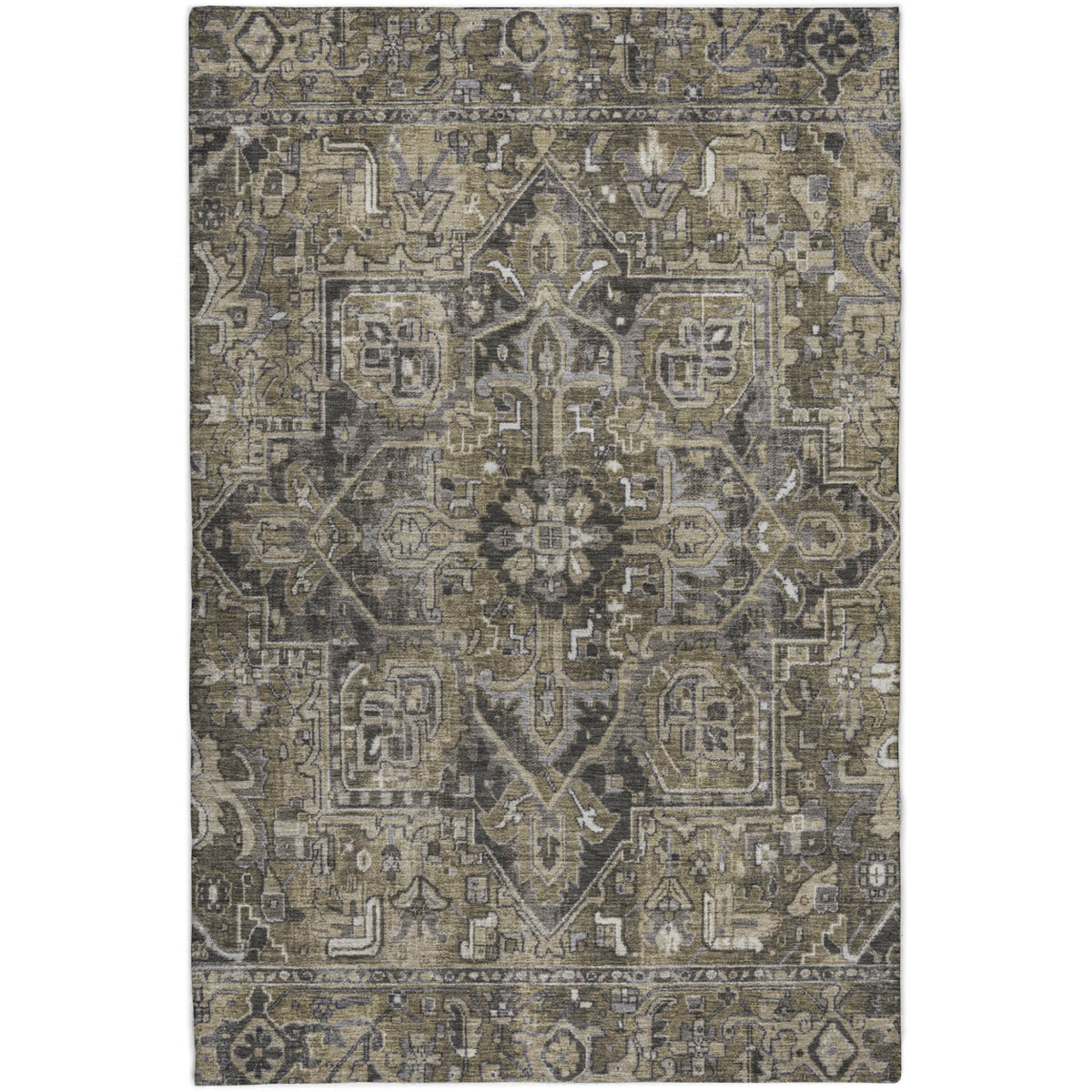 9' X 12' Taupe And Beige Oriental Shag Washable Area Rug With UV Protection - HomeRoots - Flyclothing LLC