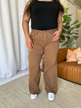 RFM Full Size High Rise Garment Dye Wide Leg Jeans - Trendsi - Flyclothing LLC