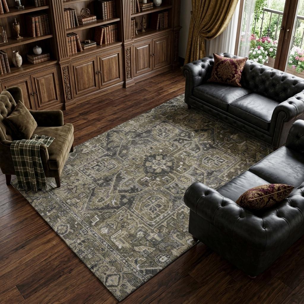 10' X 14' Taupe And Beige Oriental Shag Washable Area Rug With UV Protection - HomeRoots - Flyclothing LLC