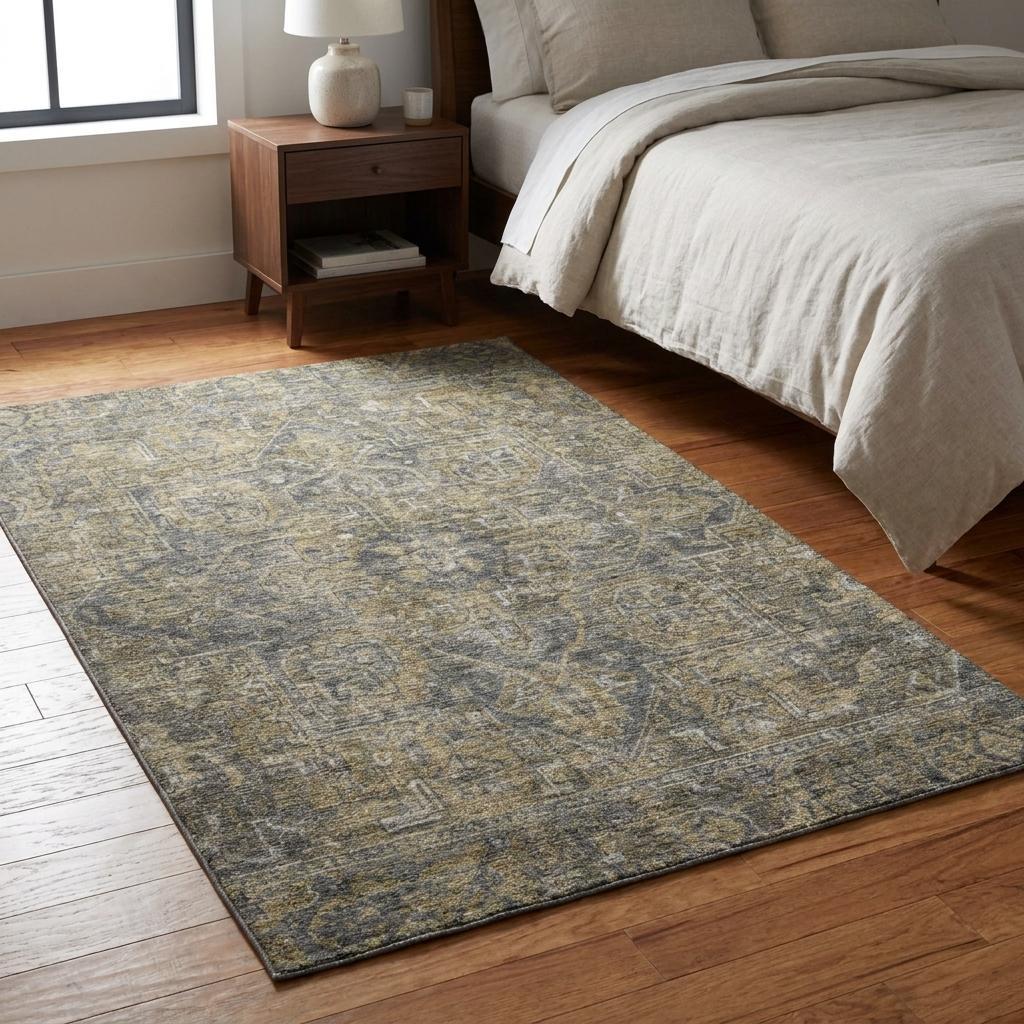 3' X 5' Chocolate And Gray Oriental Shag Washable Area Rug With UV Protection - HomeRoots - Flyclothing LLC