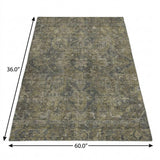 3' X 5' Chocolate And Gray Oriental Shag Washable Area Rug With UV Protection - HomeRoots - Flyclothing LLC
