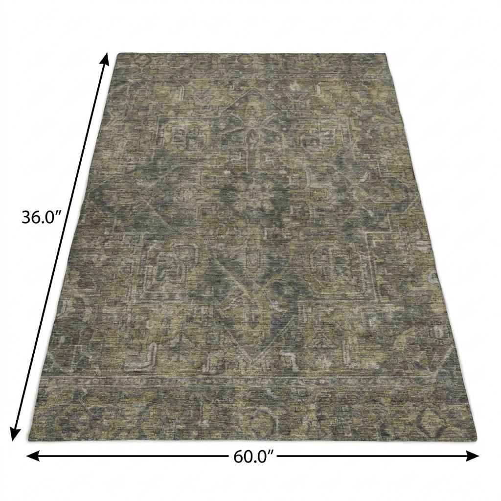 3' X 5' Chocolate And Gray Oriental Shag Washable Area Rug With UV Protection - HomeRoots - Flyclothing LLC