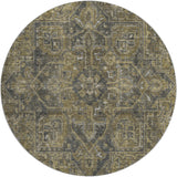 8' Chocolate And Gray Oriental Shag Washable Round Rug With UV Protection - HomeRoots - Flyclothing LLC