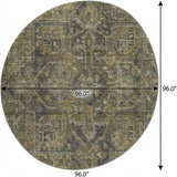 8' Chocolate And Gray Oriental Shag Washable Round Rug With UV Protection - HomeRoots - Flyclothing LLC