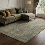 10' X 14' Chocolate And Gray Oriental Shag Washable Area Rug With UV Protection - HomeRoots - Flyclothing LLC