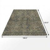 10' X 14' Chocolate And Gray Oriental Shag Washable Area Rug With UV Protection - HomeRoots - Flyclothing LLC