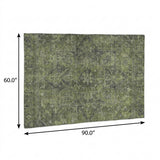 5' X 8' Green And Gray Oriental Shag Washable Area Rug With UV Protection - HomeRoots - Flyclothing LLC