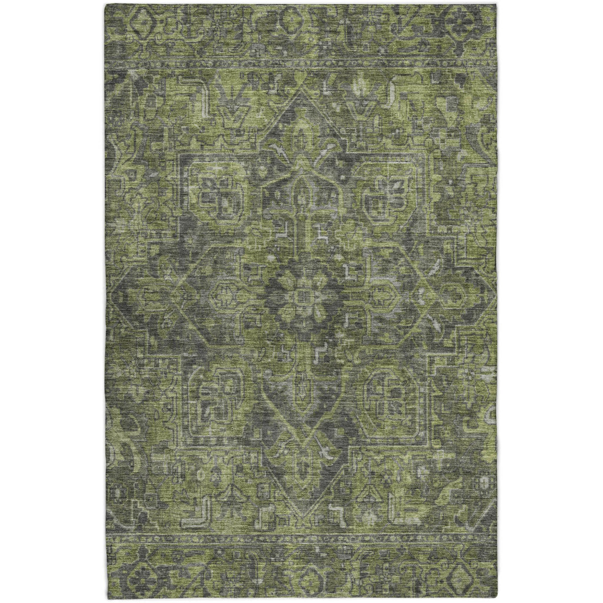 8' X 10' Green And Gray Oriental Shag Washable Area Rug With UV Protection - HomeRoots - Flyclothing LLC